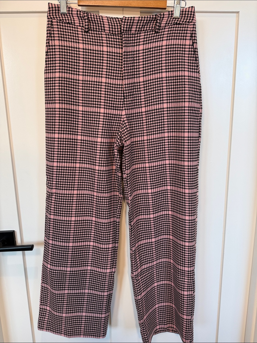 Endless Rose Pink and Black Houndstooth Wide-Leg Pants